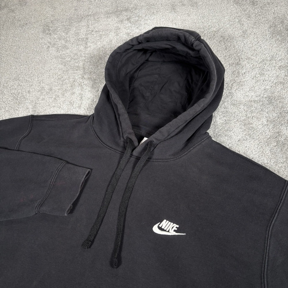 Nike Sportswear Club Fleece Hoodie Sweatshirt Men XL Pullover Black Athletic Gym